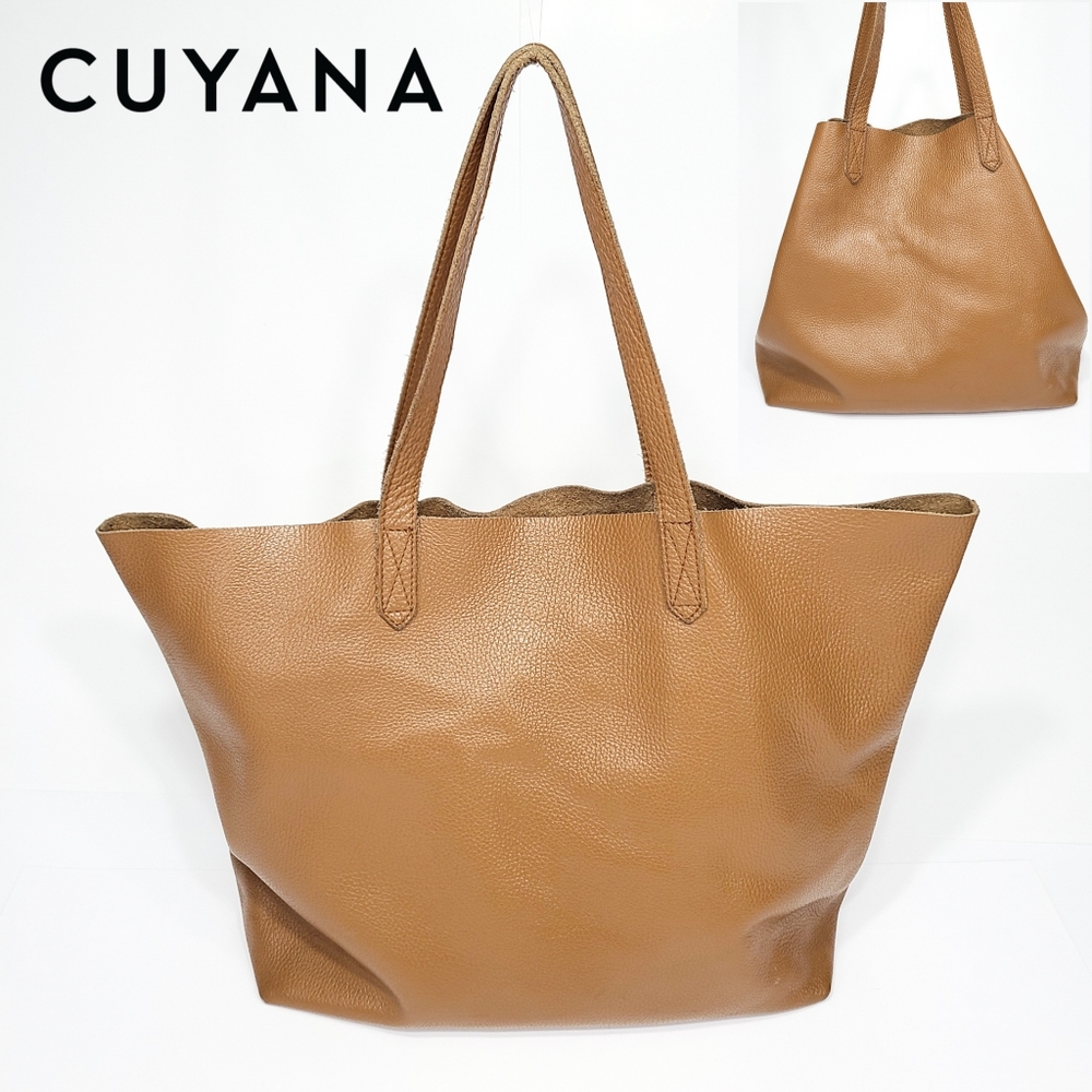 Cuyana Tan Leather Tote Bag